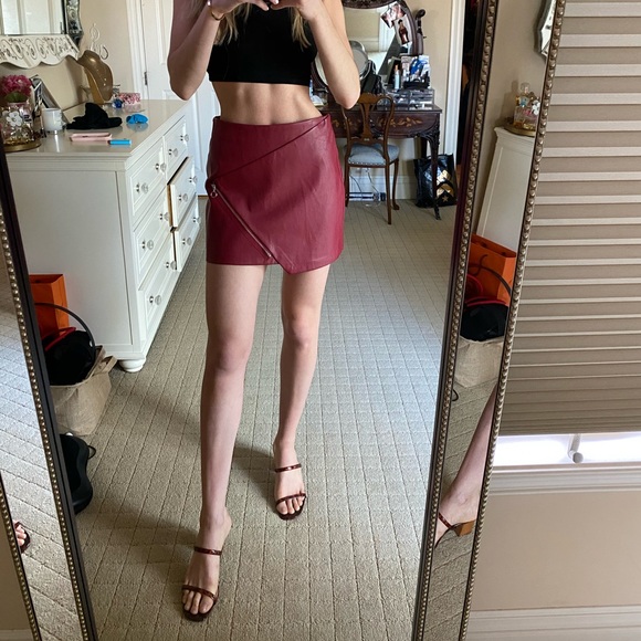 Zara Dresses & Skirts - Red Leather Zara Skirt
